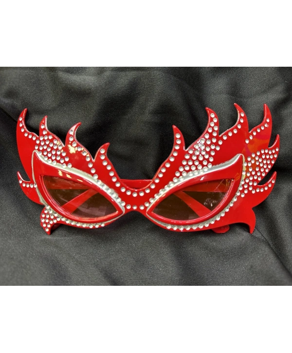 Taşlı Göz Kamaştıran Gecenin Yıldızı Kırmızı Parti Alev Gözlük