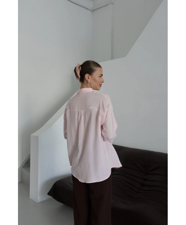 Tek cepli müslin gömlek pembe pt