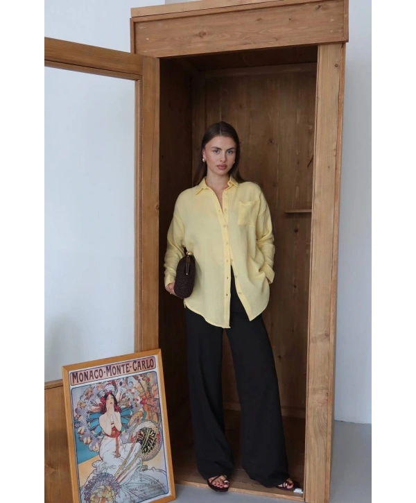 Tek cepli müslin gömlek sarı