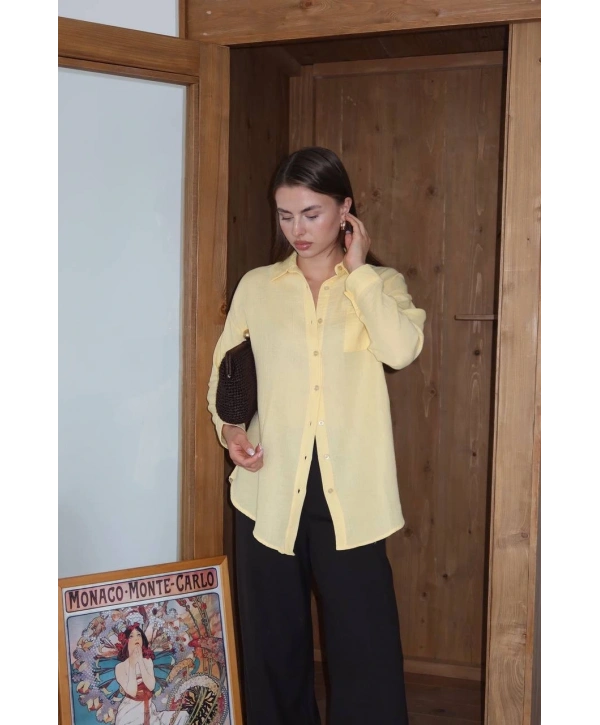 Tek cepli müslin gömlek sarı