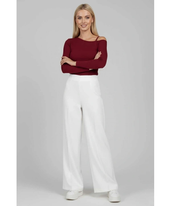Tek Omuz İpli Bluz Bordo t4328