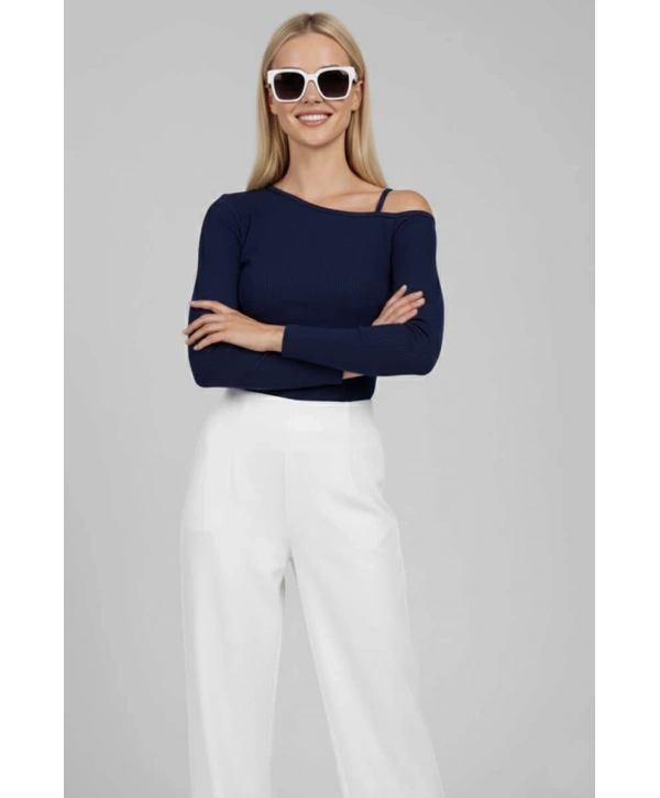 Tek Omuz İpli Bluz Lacivert T4328