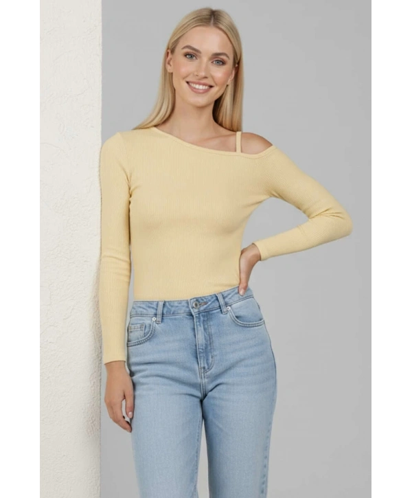 Tek Omuz İpli Bluz Sarı T4328