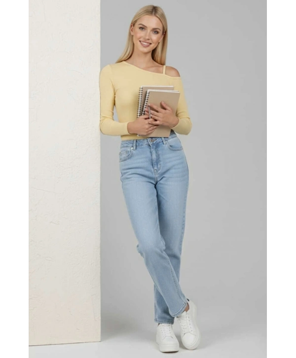 Tek Omuz İpli Bluz Sarı T4328