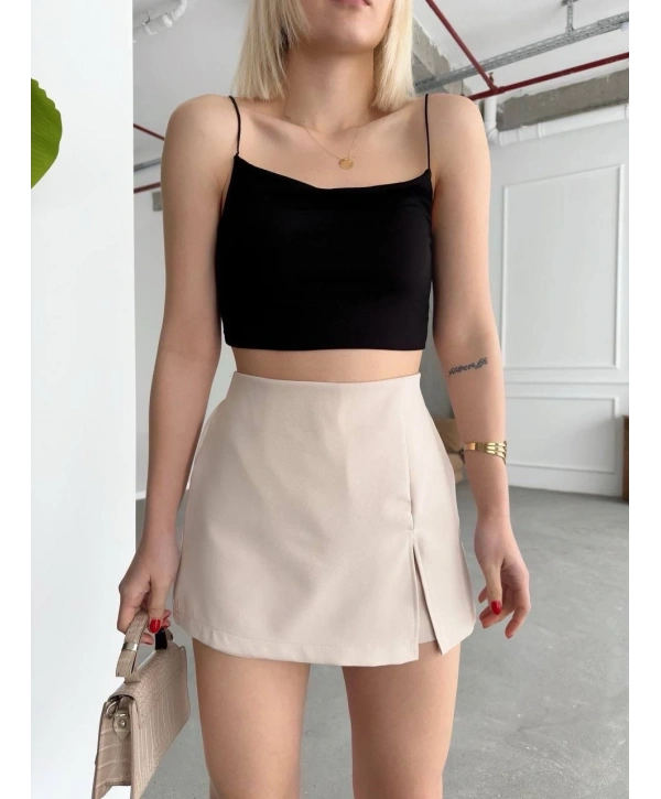 Tek yırtmajlı şort etek