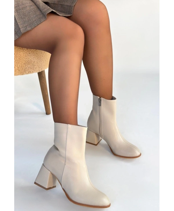 Tendy Bej Cilt Topuklu Bot