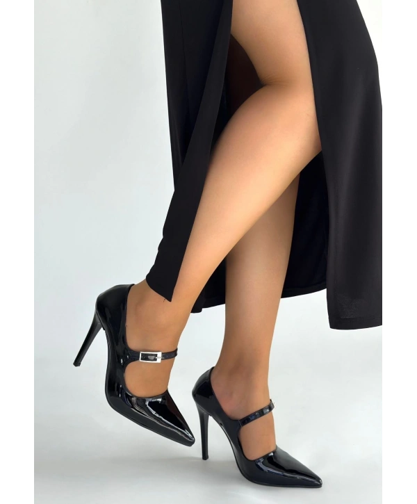 Tiej Siyah Rugan Stiletto Ayakkabı