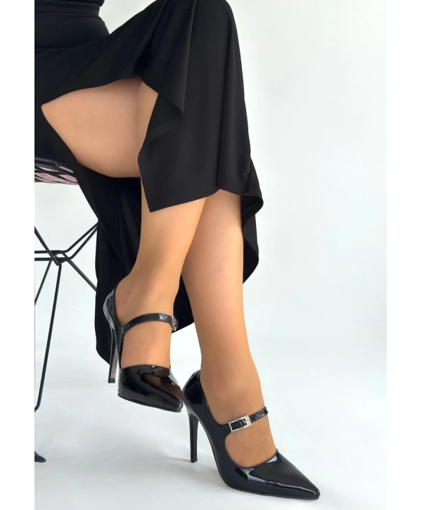 Tiej Siyah Rugan Stiletto Ayakkabı