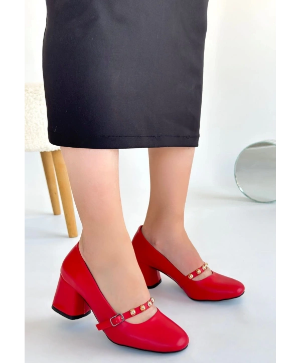 Tino Kırmızı Cilt Topuklu Ayakkabı