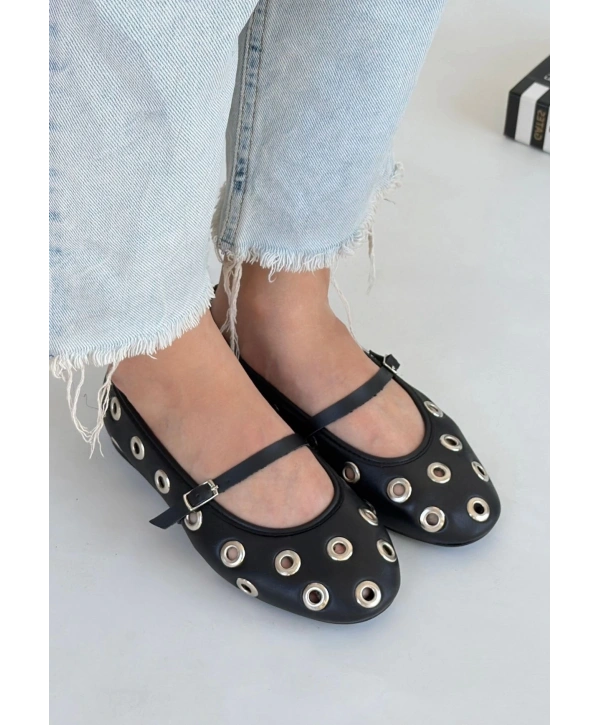 Tinta Siyah Cilt Babet Ayakkabı