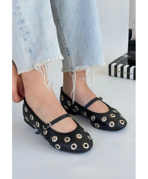 Tinta Siyah Cilt Babet Ayakkabı