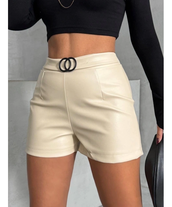 Tokalı deri şort h24444