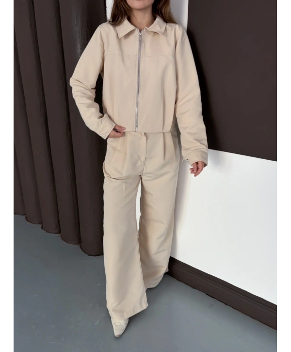 Trenç takım alt üst bej ons