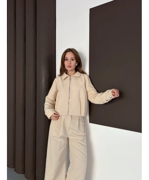 Trenç takım alt üst bej ons