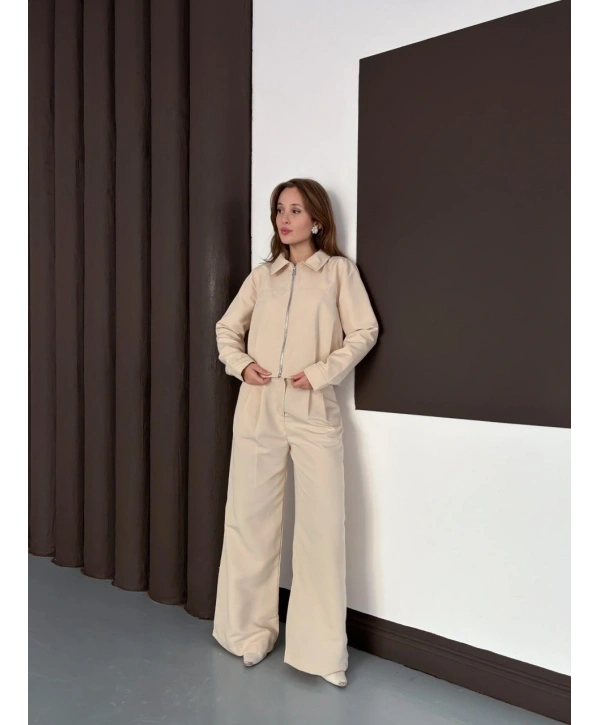 Trenç takım alt üst bej ons