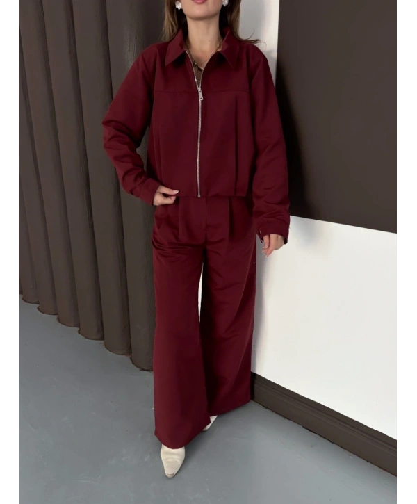 Trenç takım alt üst bordo ons