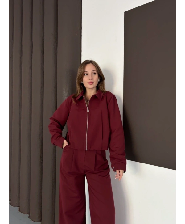 Trenç takım alt üst bordo ons