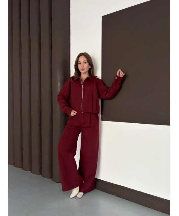 Trenç takım alt üst bordo ons