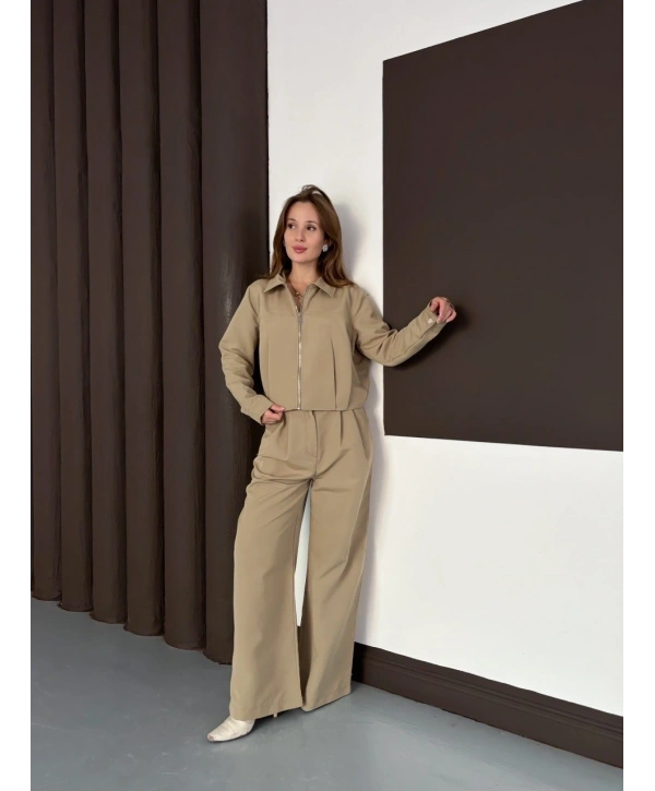 Trenç takım alt üst haki ons