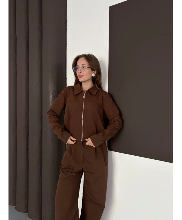 Trenç takım alt üst kahve ons