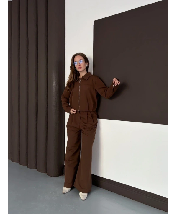 Trenç takım alt üst kahve ons