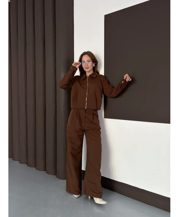 Trenç takım alt üst kahve ons