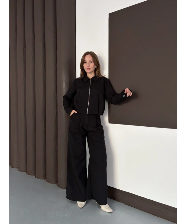 Trenç takım alt üst siyah ons