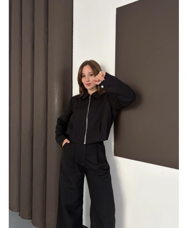 Trenç takım alt üst siyah ons