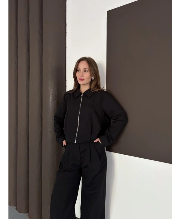 Trenç takım alt üst siyah ons