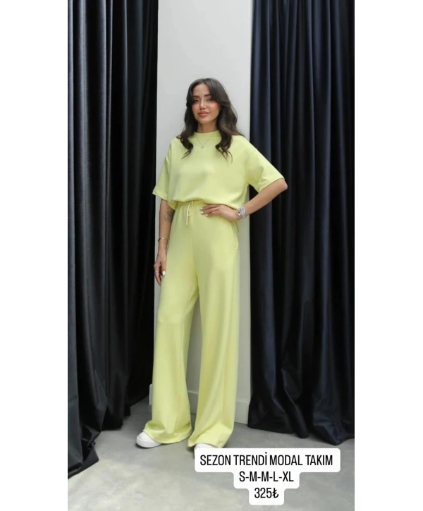 Tshirt alt üst modal takım sarı