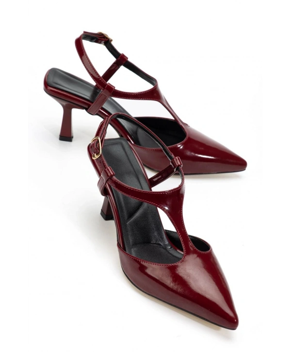 Tula Bordo Rugan Topuklu Ayakkabı