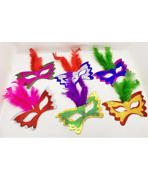 Renkli Parti Maskesi 639lı | Tüylü Karton Maske Seti (lastikli)