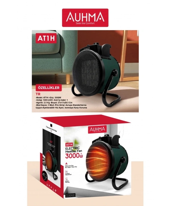 Ultra Güçlü 3000 Watt Taşınabilir Elektrikli Portatif Isıtıcı Soba Sıcak Hava Üfleyen Fan Radyatör