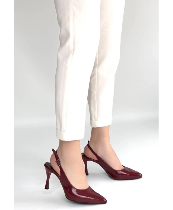 Uster Bordo Rugan Topuklu Ayakkabı