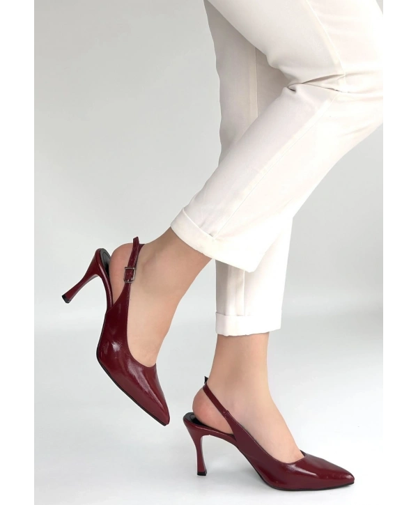 Uster Bordo Rugan Topuklu Ayakkabı