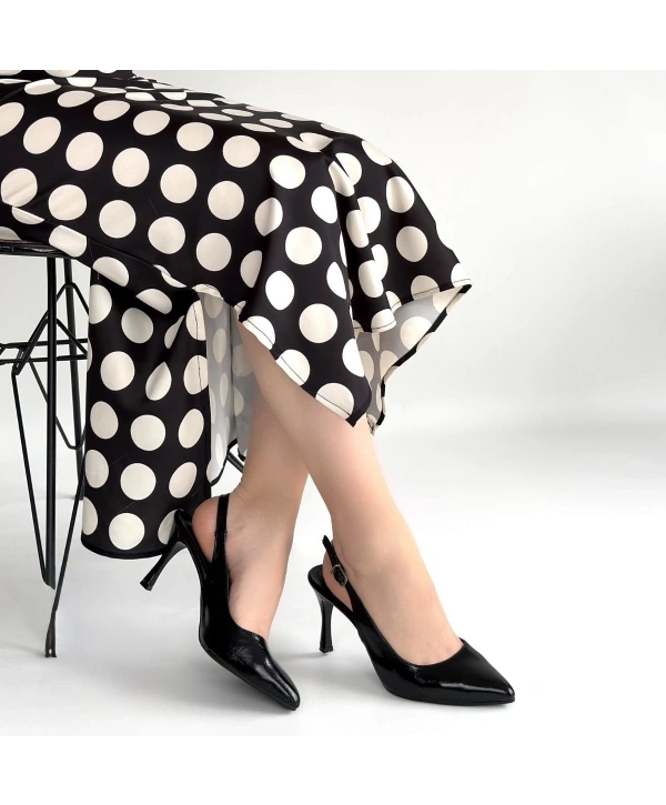 Uster Siyah Rugan Topuklu Ayakkabı