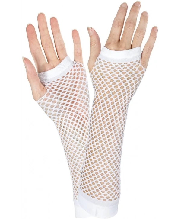 Uzun File Örgü Eldiven Beyaz Renk