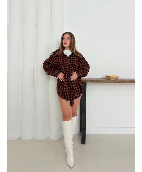 Uzun kaşe gömlek kahvesiyah st255812