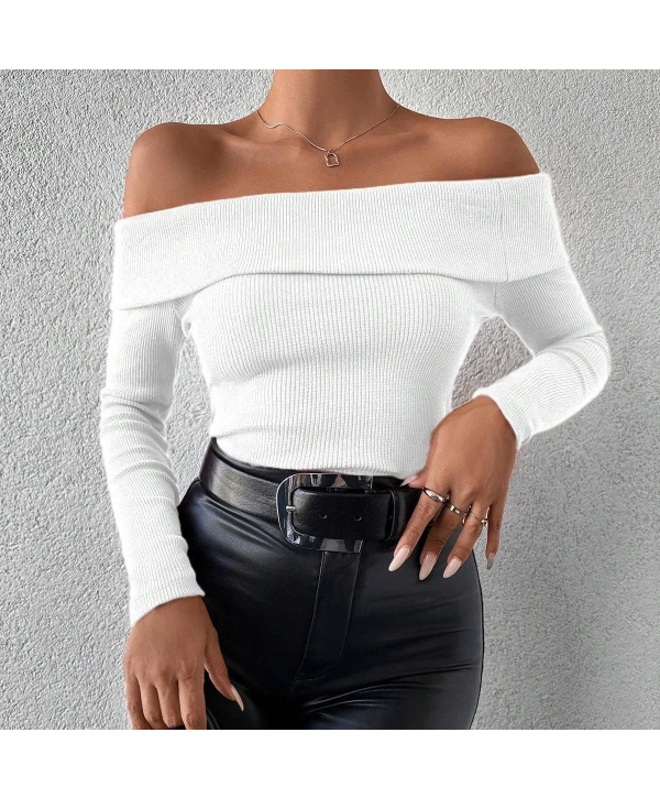 Uzun kol madonna yaka bluz beyaz