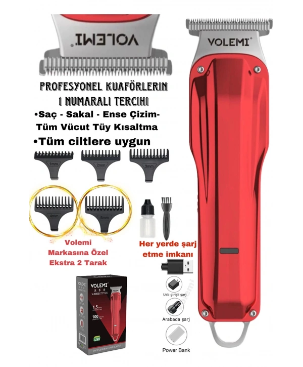 V-0085b Saç Sakal Ense Çizim Lazer Öncesi Kişisel Bakım Unisex Tıraş Makinesi