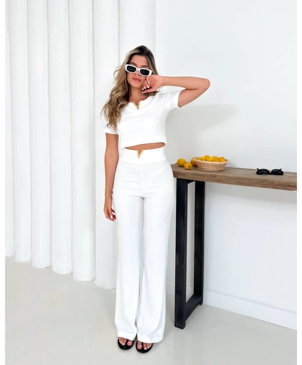 V aksesuarlı ottoman takım beyaz s255850