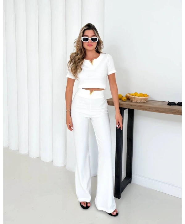 V aksesuarlı ottoman takım beyaz s255850