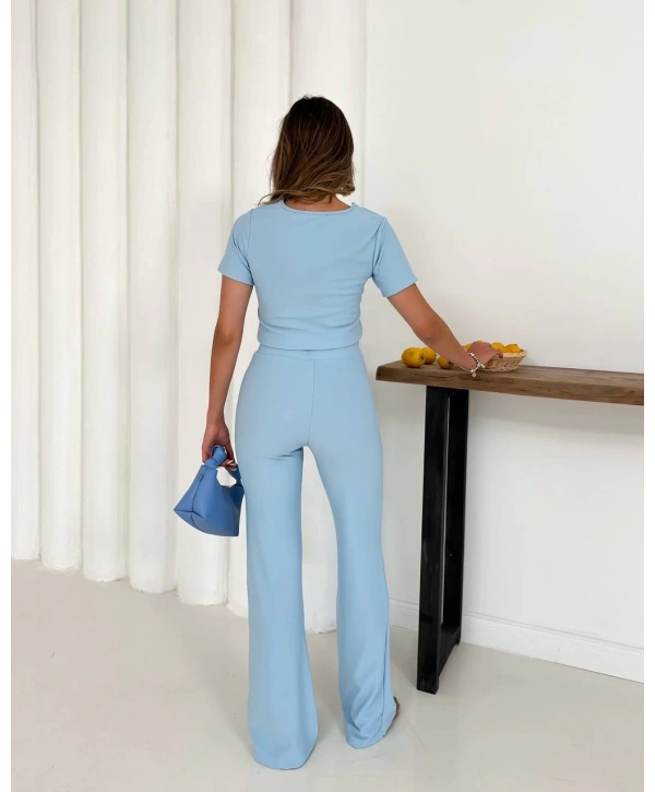 V aksesuarlı ottoman takım mavi s255850