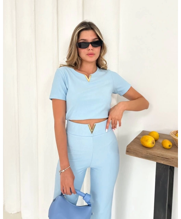 V aksesuarlı ottoman takım mavi s255850