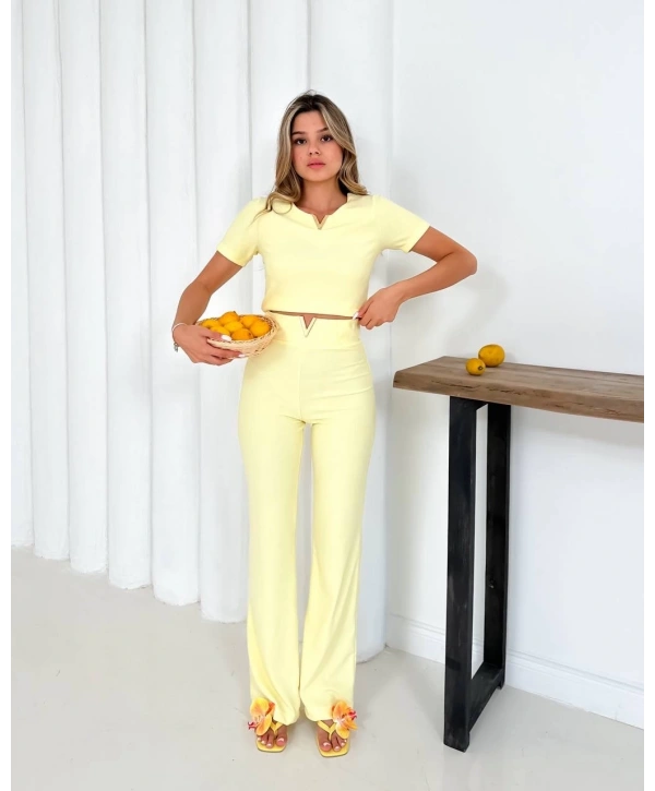 V aksesuarlı ottoman takım sarı s255850