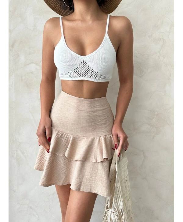 Valonlu fırfırlı etek s24681