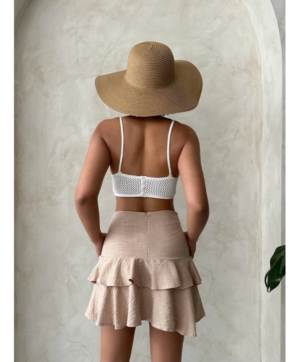 Valonlu fırfırlı etek s24681