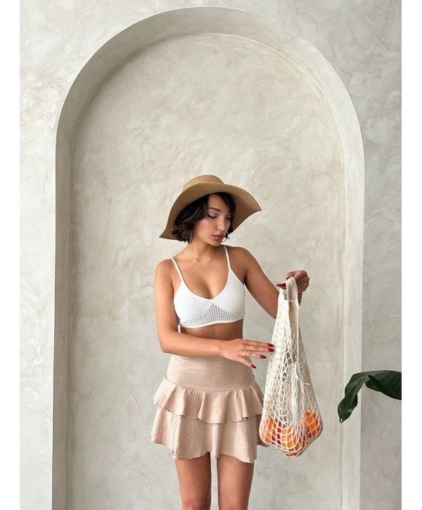 Valonlu fırfırlı etek s24681