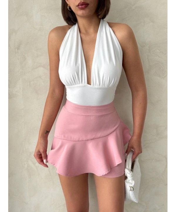 Valonlu fırfırlı şort s24683