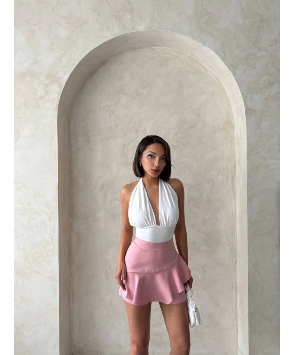 Valonlu fırfırlı şort s24683